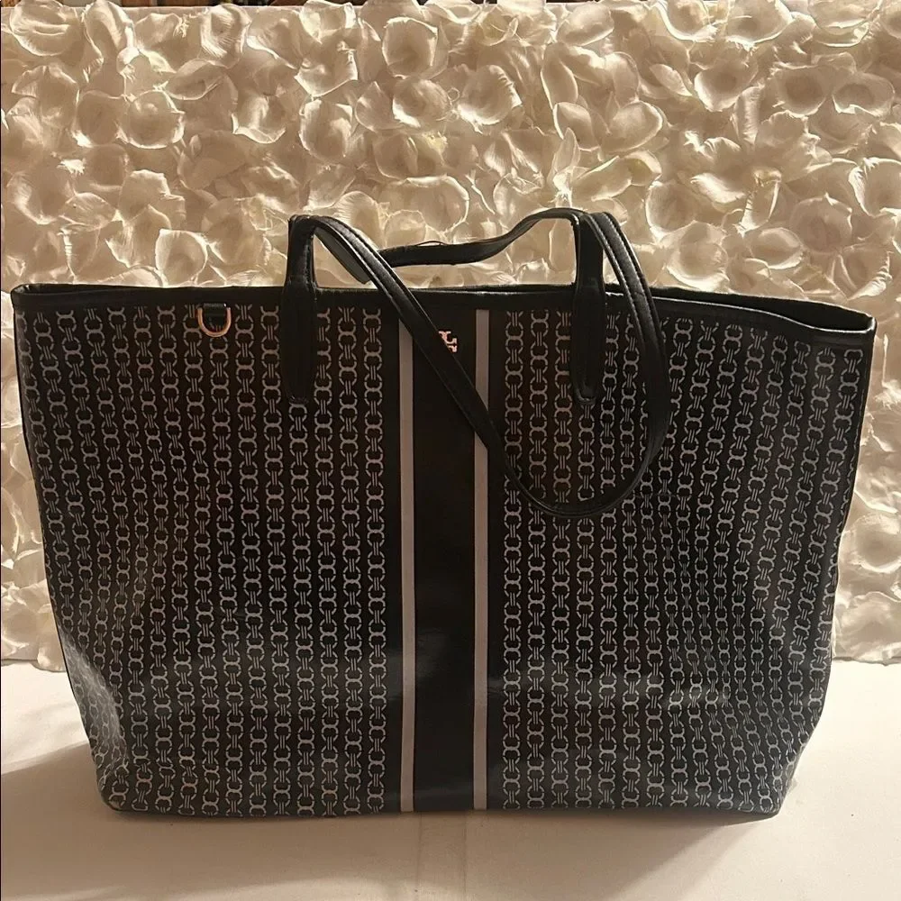 Tory Burch Black and White Geometric Tote